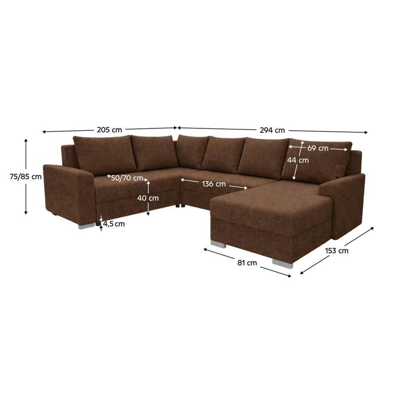 Casa si Gradina - Mobilier - Canapele si coltare - Coltare - Set canapea universala, maro, ANDRESO U UNI - Infinity.ro
