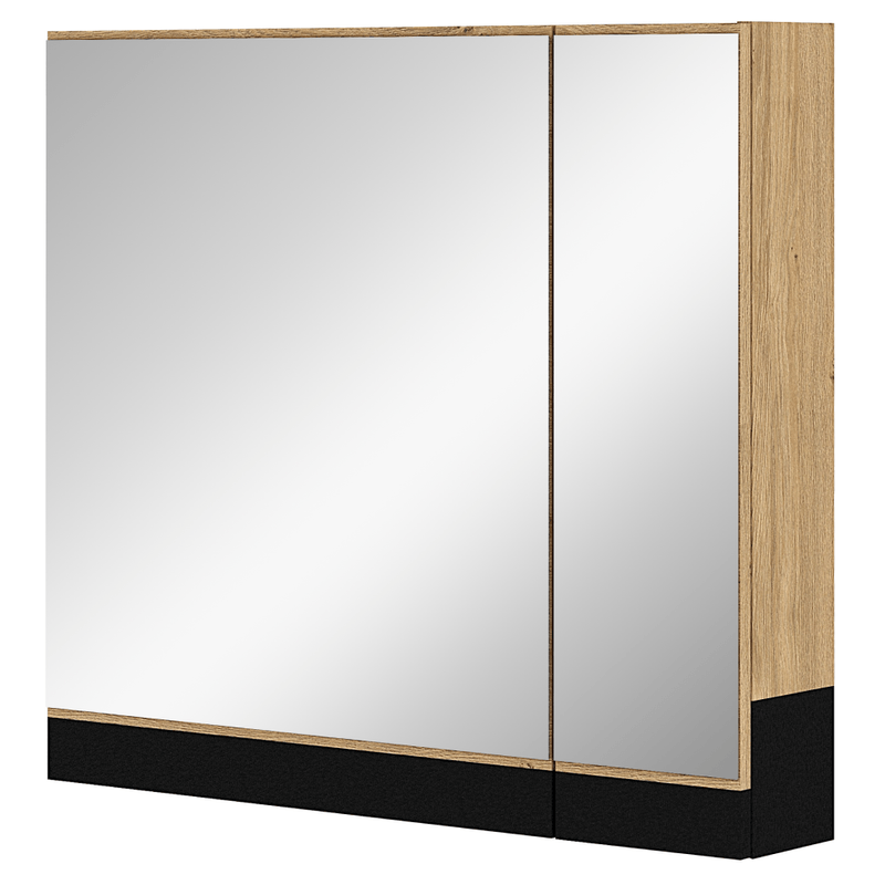 Casa si Gradina - Mobilier - Mobilier baie - Comode baie - Dulapior suspendat cu oglinda, stejar auriu/negru, MOURO 80 - Infinity.ro