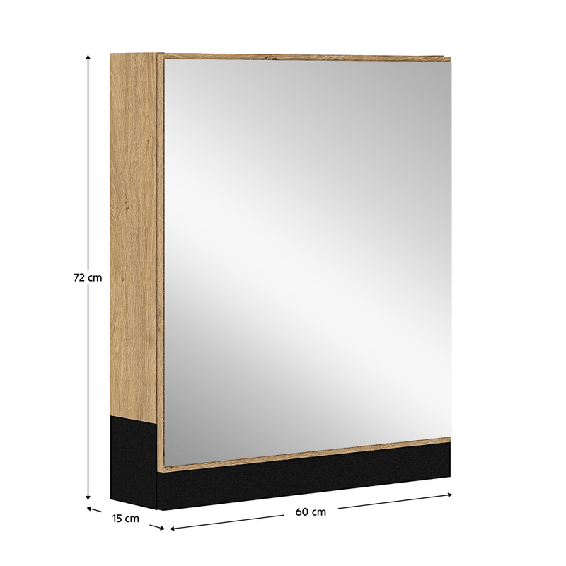 Casa si Gradina - Mobilier - Mobilier baie - Comode baie - Dulapior suspendat cu oglinda, stejar auriu/negru, MOURO 60 - Infinity.ro