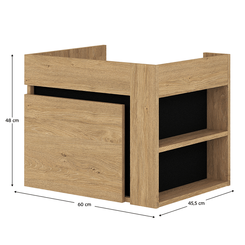 Casa si Gradina - Mobilier - Mobilier baie - Comode baie - Dulapior de pus sub chiuveta, stejar auriu/negru, MOURO 60 - Infinity.ro