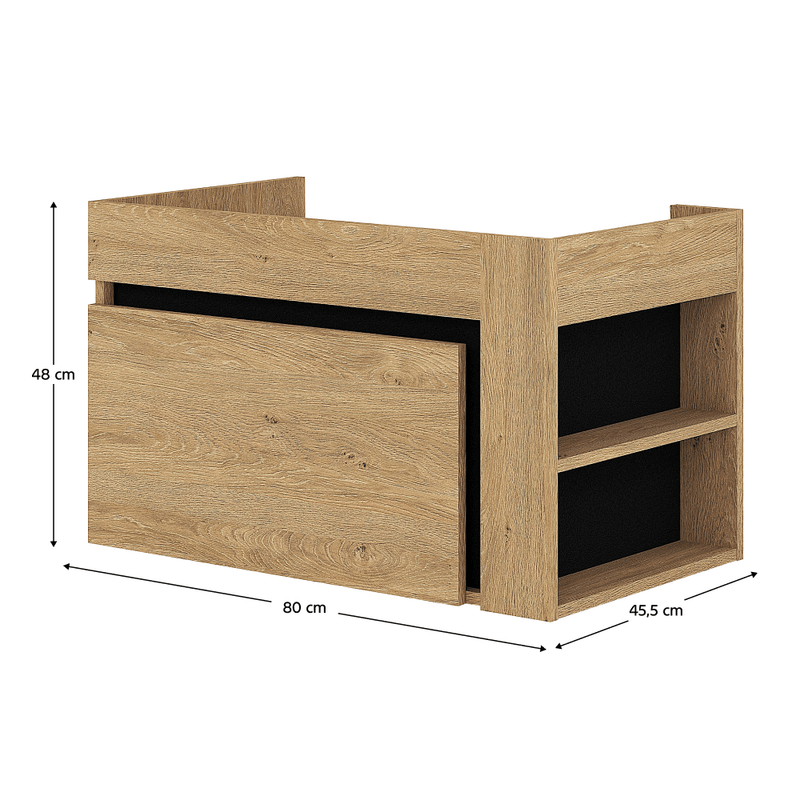 Casa si Gradina - Mobilier - Mobilier baie - Comode baie - Dulapior de pus sub chiuveta, stejar auriu/negru, MOURO 80 - Infinity.ro