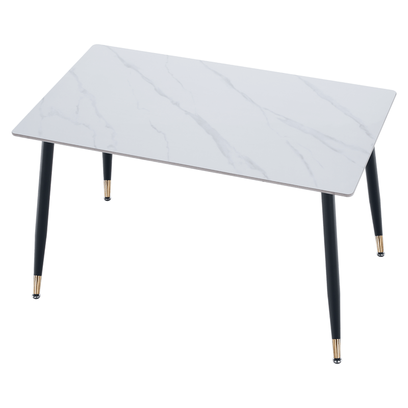 Casa si Gradina - Mobilier - Mese si birouri - Mese bucatarie si dining - Masa de sufragerie, marmura alba/neagra/aur, 121x71 cm, FLORENC TIP 1 - Infinity.ro