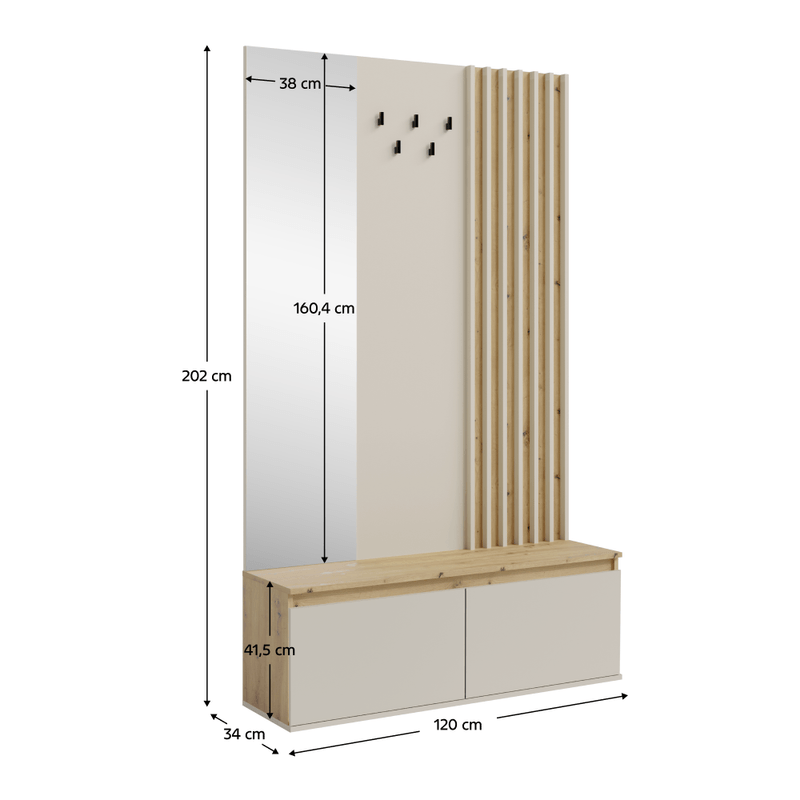 Casa si Gradina - Mobilier - Dulapuri si sifoniere - Dulapuri - Set pentru hol, casmir/stejar artisan, DERIS - Infinity.ro
