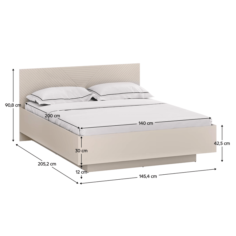 Casa si Gradina - Mobilier - Paturi si accesorii - Paturi - Pat cu somiera 140x200, casmir/stejar castello, EYCO - Infinity.ro