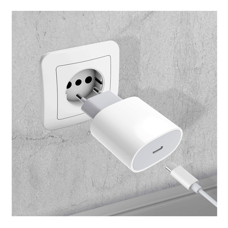 Laptop, Telefoane si Tablete - Telefoane mobile si accesorii - Accesorii Telefoane - Incarcatoare telefoane - Set Incarcator compatibil Apple, USB-C 20W Fast Charger si cablu USB-C Lightning, Compatibil cu iPhone - Infinity.ro