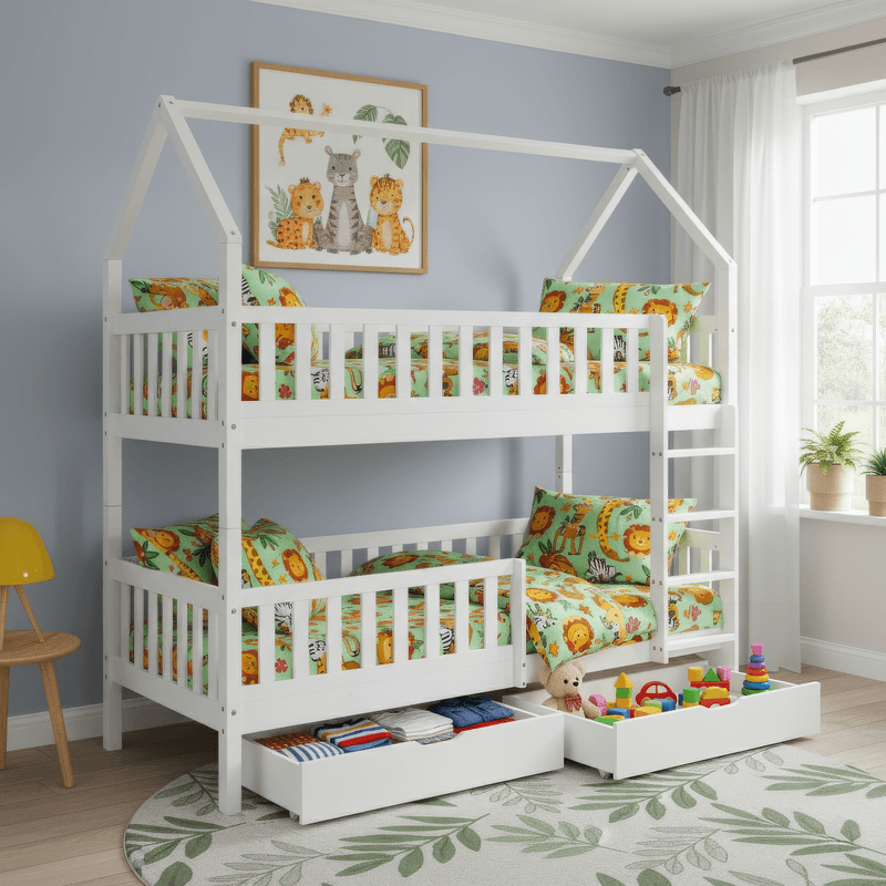 Casa si Gradina - Mobilier - Mobilier copii - Patuturi copii - Pat supraetajat Montessori, alb, VENITA TYP 2 - Infinity.ro