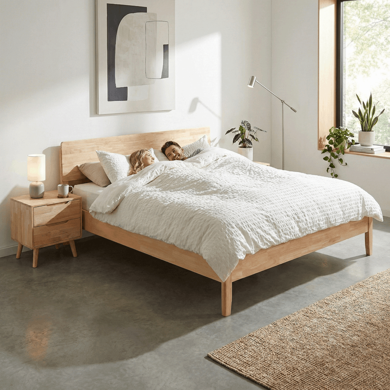 Casa si Gradina - Mobilier - Paturi si accesorii - Paturi - Pat matrimonial, 160x200, lemn masiv, natural, NOEMI - Infinity.ro