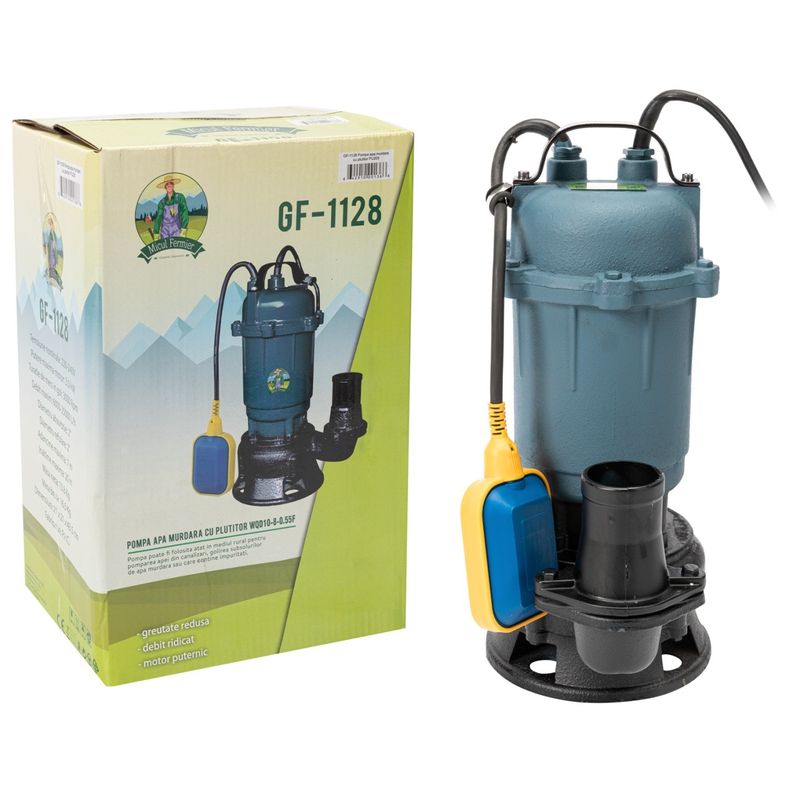 Casa si Gradina - Gradinarit si plante - Instalatii si accesorii pentru irigatii - Pompe apa - Pompa apa murdara micul fermier, 3 kw, debit maxim 25000 l/h, inaltime maxima de pompare 20 m, corp pompa fonta, cu plut - Infinity.ro