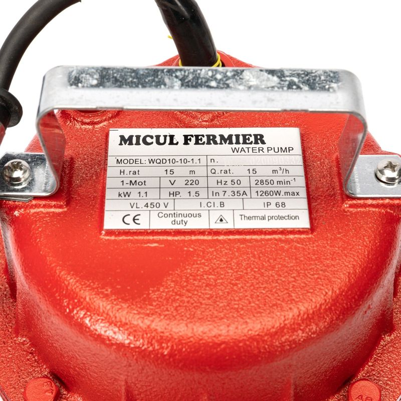 Casa si Gradina - Gradinarit si plante - Instalatii si accesorii pentru irigatii - Pompe apa - Pompa apa murdara micul fermier, 1.1 kw, debit maxim 15000 l/h, inaltime maxima de pompare 15m, corp pompa fonta - Infinity.ro