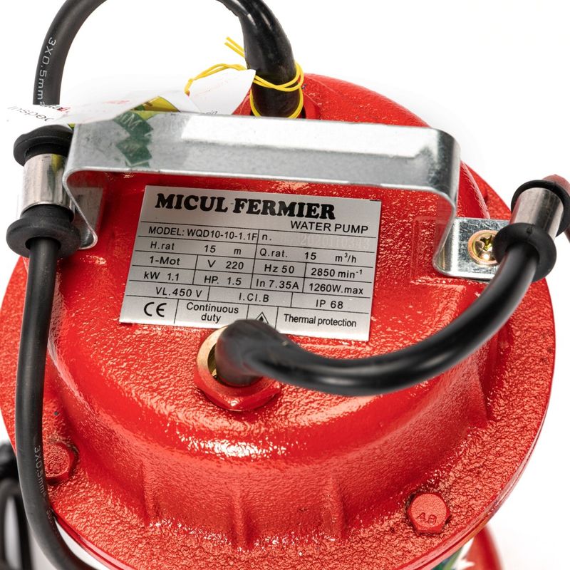 Casa si Gradina - Gradinarit si plante - Instalatii si accesorii pentru irigatii - Pompe apa - Pompa apa murdara micul fermier, 1.1 kw, debit maxim 15000 l/h, inaltime maxima de pompare 15 m, corp pompa fonta, cu pl - Infinity.ro