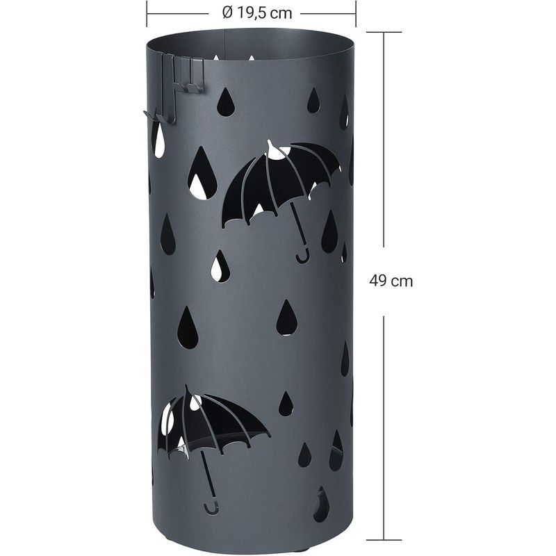Casa si Gradina - Mobilier - Dulapuri si sifoniere - Dulapuri - Suport metalic pentru umbrele, cu carlige si tava de picurare, 20x20x49 cm, gri antracit mat - Infinity.ro