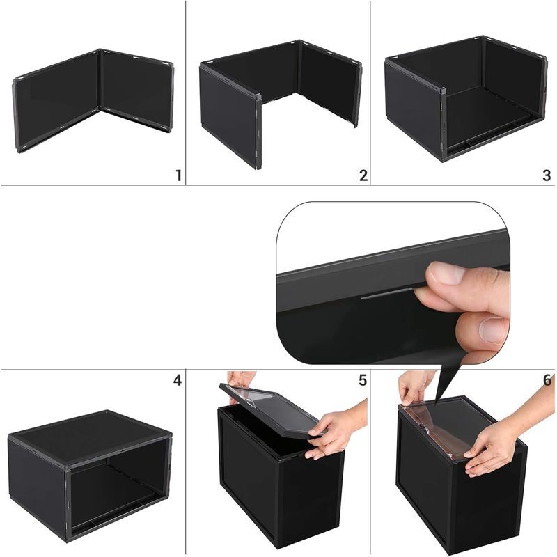 Casa si Gradina - Mobilier - Dulapuri si sifoniere - Dulapuri pantofi - Organizatoare pantofi, transparente cu usa frontala, stivuibile, PVC, 6 cutii x 36x28x22 cm, negru - Infinity.ro