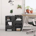 Casa si Gradina - Mobilier - Dulapuri si sifoniere - Dulapuri pantofi - Organizatoare pantofi, transparente cu usa frontala, stivuibile, PVC, 6 cutii x 36x28x22 cm, negru - Infinity.ro