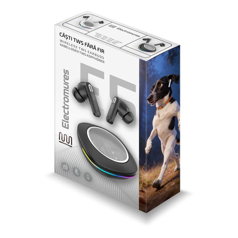TV, Audio-Video si Foto - Portabile audio - Casti audio - Casti Wireless Neckband Electromures EM E6, Bluetooth 5.4, IPX4, microfon HD, 20H autonomie, sport fitness, albastre - Infinity.ro