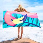Casa si Gradina - Textile si covoare - Textile baie - Prosoape - Prosop de Plaja Mare, din Microfibra Sintetica, Model Flamingo, 140x70 cm - Infinity.ro