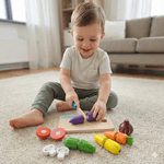 Jucarii, Copii si Bebe - Jucarii si jocuri - Jucarii de rol - Bucatarii copii - Set Jucarie Montessori Legume, din Lemn pentru Copii - Infinity.ro