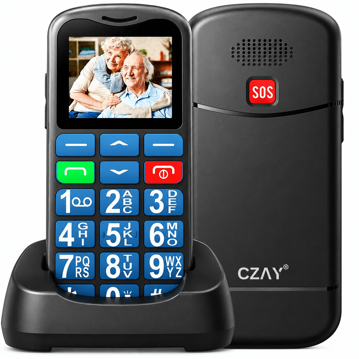 Telefon Mobil pentru Seniori CZAY®, Meniu Romana si Maghiara, Butoane Mari, Autonomie 7 Zile, Volum Mare, Buton SOS, 2G