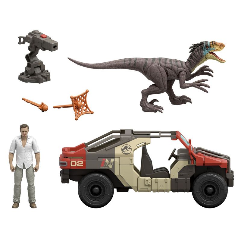 Jucarii, Copii si Bebe - Jucarii si jocuri - Vehicule si jucarii cu telecomanda - Masinute - Jurassic World rebirth set vehicul de lupta launch n battle cu figurine si accesorii - Infinity.ro