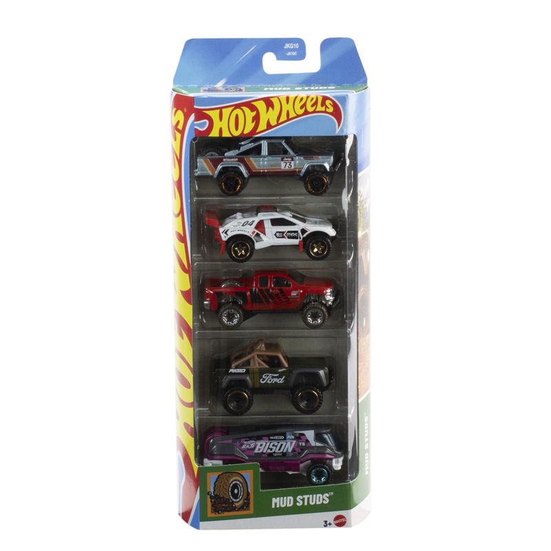 Jucarii, Copii si Bebe - Jucarii si jocuri - Vehicule si jucarii cu telecomanda - Masinute - Set 5 masini Hot Wheels mud studs - Infinity.ro