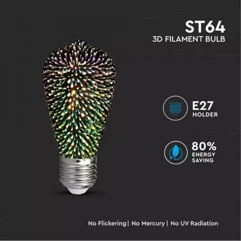 Casa si Gradina - Corpuri si surse de iluminat - Becuri si tuburi neon - Becuri - Bec LED, 3D, decorativ, ST64, E27, 3W, 25 lm, lumina alba si calda - Infinity.ro