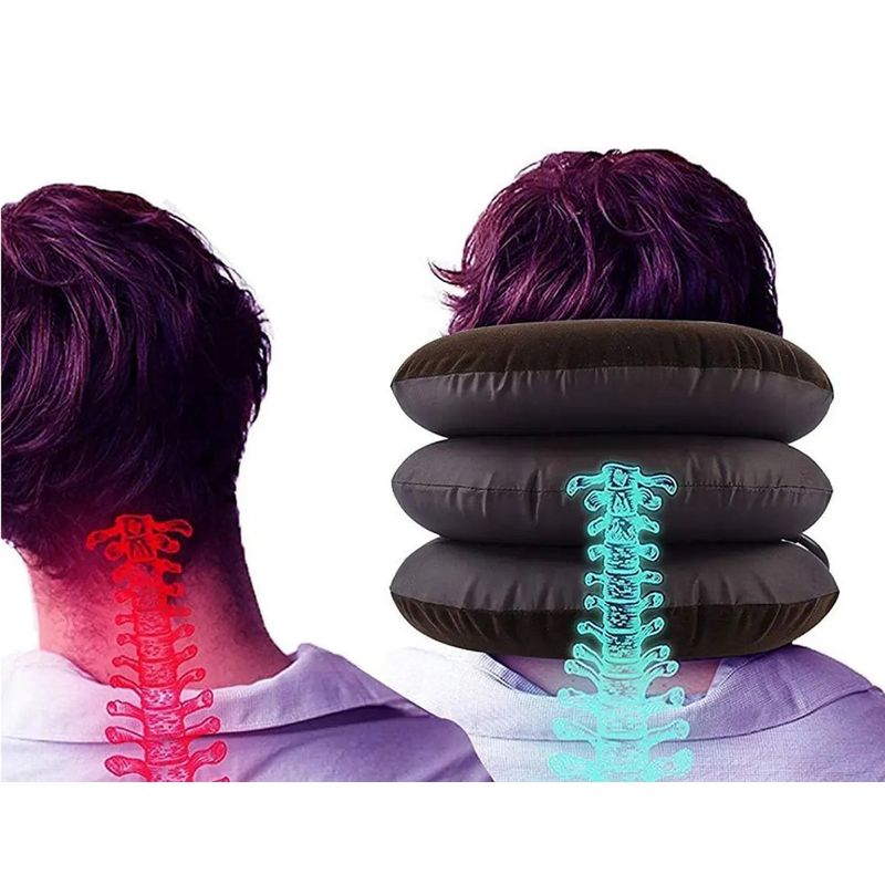 Ingrijire personala si Cosmetice - Sanatate si wellness - Aparate medicale - Suporturi ortopedice si orteze - Guler cervical de elongare, decompresia coloanei, eliminarea durerilor cervicale, gonflabil, 3 camere, maro - Infinity.ro
