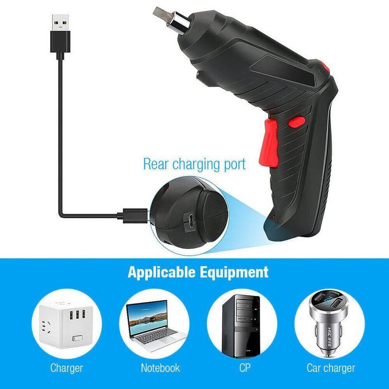 Casa si Gradina - Constructii - Scule electrice si accesorii - Masini de gaurit si insurubat - Set burghie si surubelnita electrica fara fir multifunctional 15 piese, LED, incarcare USB - Infinity.ro
