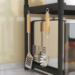Casa si Gradina - Mobilier - Organizare si depozitare - Organizatoare pentru sertare si dulapuri - Raft de bucatarie multifunctional negru 49x48x32cm, 2 niveluri, suport cuptor cu microunde si accesorii - Infinity.ro
