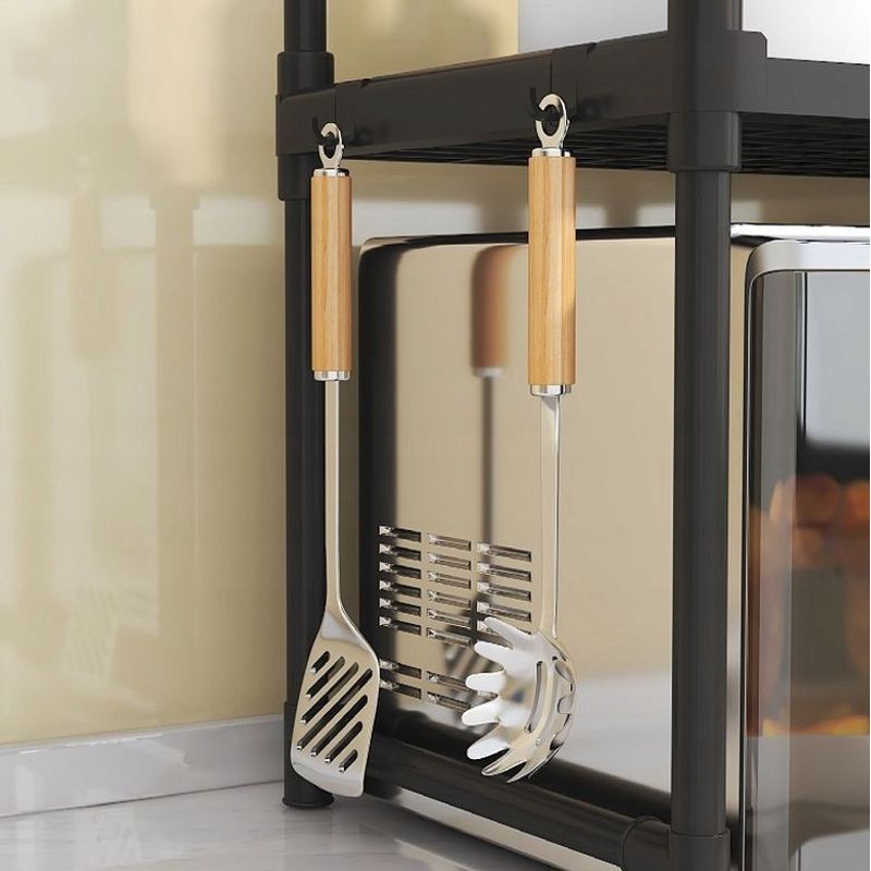 Casa si Gradina - Mobilier - Organizare si depozitare - Organizatoare pentru sertare si dulapuri - Raft de bucatarie multifunctional negru 49x48x32cm, 2 niveluri, suport cuptor cu microunde si accesorii - Infinity.ro