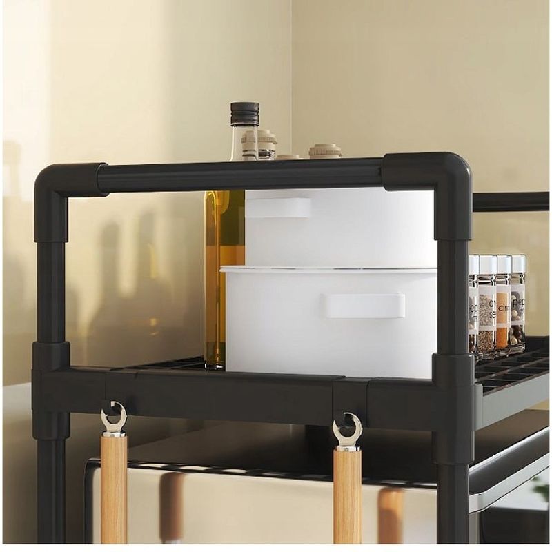 Casa si Gradina - Mobilier - Organizare si depozitare - Organizatoare pentru sertare si dulapuri - Raft de bucatarie multifunctional negru 49x48x32cm, 2 niveluri, suport cuptor cu microunde si accesorii - Infinity.ro
