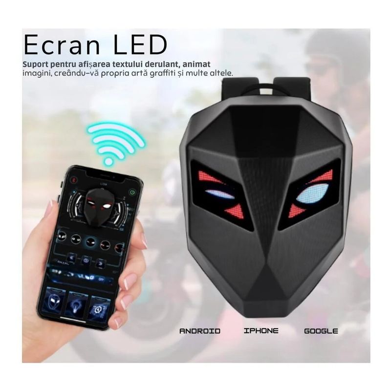 Sport si Outdoor - Articole de voiaj - Rucsacuri - Rucsac Modern cu Ecran LED, Protectie la Apa, Centuri de Siguranta, Design Ergonomic, Negru - Infinity.ro