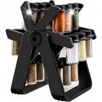 Casa si Gradina - Bucatarie si vesela - Ustensile bucatarie - Rasnite si dozatoare condimente - Organizator rotativ pentru condimente, 18 recipiente, negru, 29x21x25cm - Infinity.ro