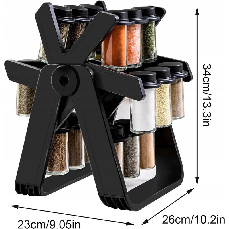 Casa si Gradina - Bucatarie si vesela - Ustensile bucatarie - Rasnite si dozatoare condimente - Set suport rotativ pentru condimente cu 18 recipiente, negru, 34x26x23cm - Infinity.ro