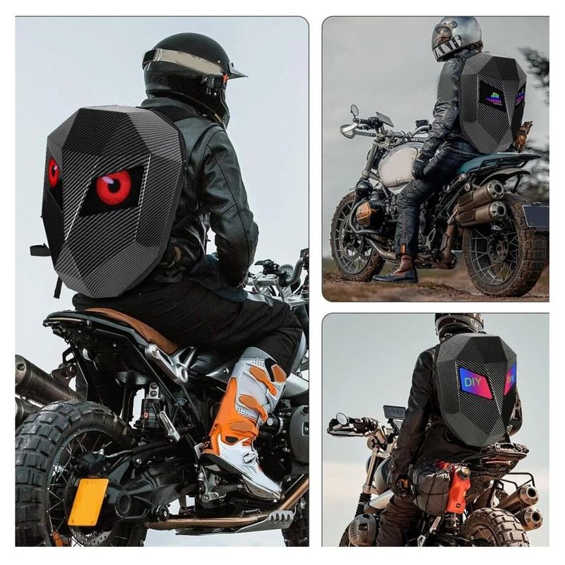 Sport si Outdoor - Articole de voiaj - Rucsacuri - Rucsac Modern cu Ecran LED, Protectie la Apa, Centuri de Siguranta, Design Ergonomic, Negru Carbon - Infinity.ro