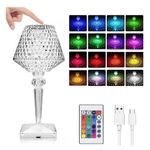 Casa si Gradina - Corpuri si surse de iluminat - Veioze si lampi - Lampi de veghe - Lampa Led RGB, Tip Veioza, Acumulator Reincarcabil, Usb, Cristal Acrilic, Mod Tactil de Schimbare a Culorii, Telecomanda - Infinity.ro
