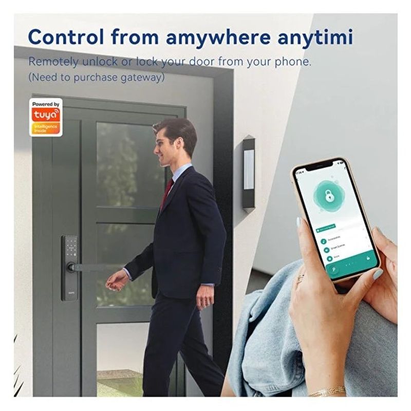 Casa si Gradina - Constructii - Feronerie si accesorii - Broaste si yale - Incuietoare Smart cu, Acces prin Aplicatie, Card si Cod, Stocare in Cloud, Negru - Infinity.ro