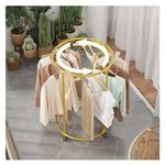 Casa si Gradina - Mobilier - Organizare si depozitare - Umerase si valeti - Suport Rotund pentru Haine din Otel Inoxidabil, 130 cm, cu Roti Pivotante, Capacitate 40 kg, Auriu - Infinity.ro