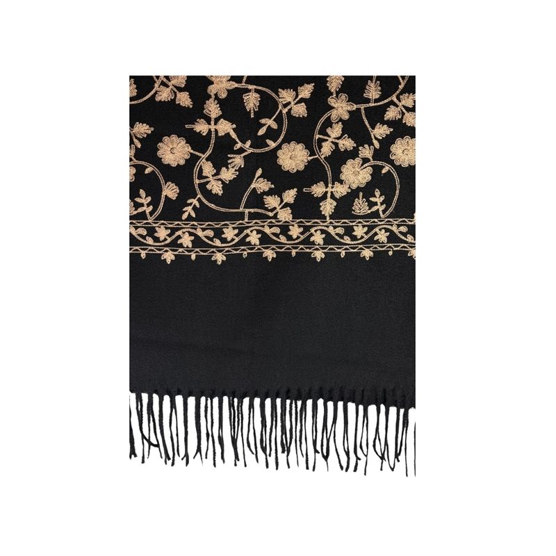 Fashion, accesorii si bijuterii - Femei - Accesorii femei - Esarfe si fulare femei - Fular dama de lux brodat uni negru - Infinity.ro