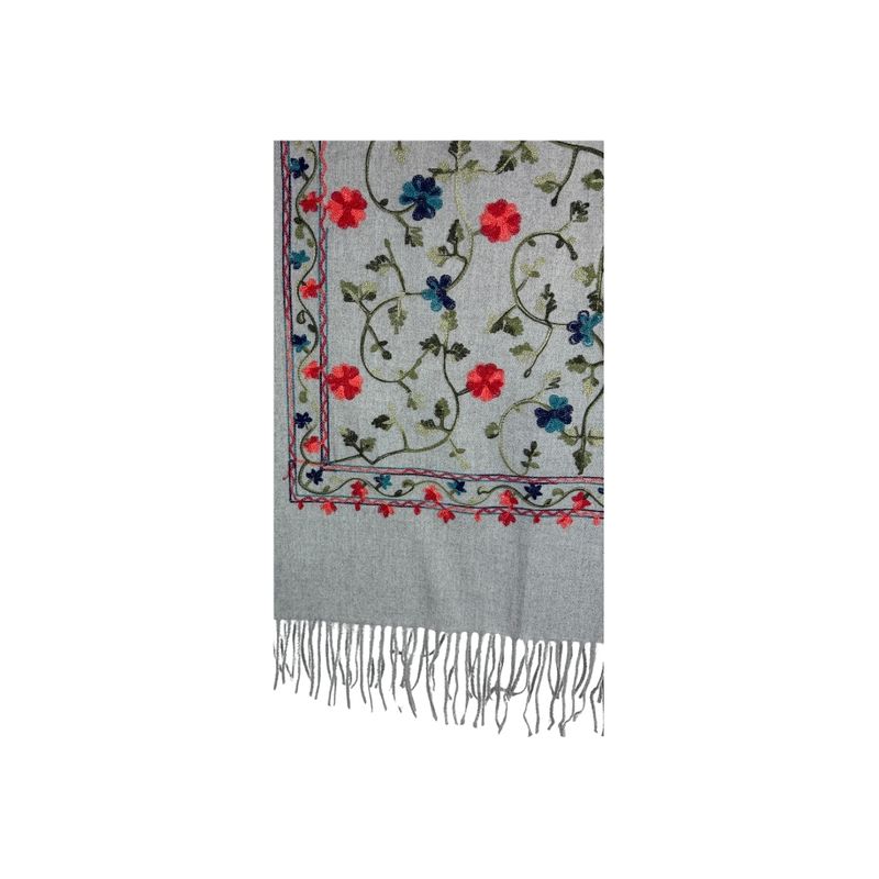 Fashion, accesorii si bijuterii - Femei - Accesorii femei - Esarfe si fulare femei - Fular dama de lux brodat colorat gri - Infinity.ro