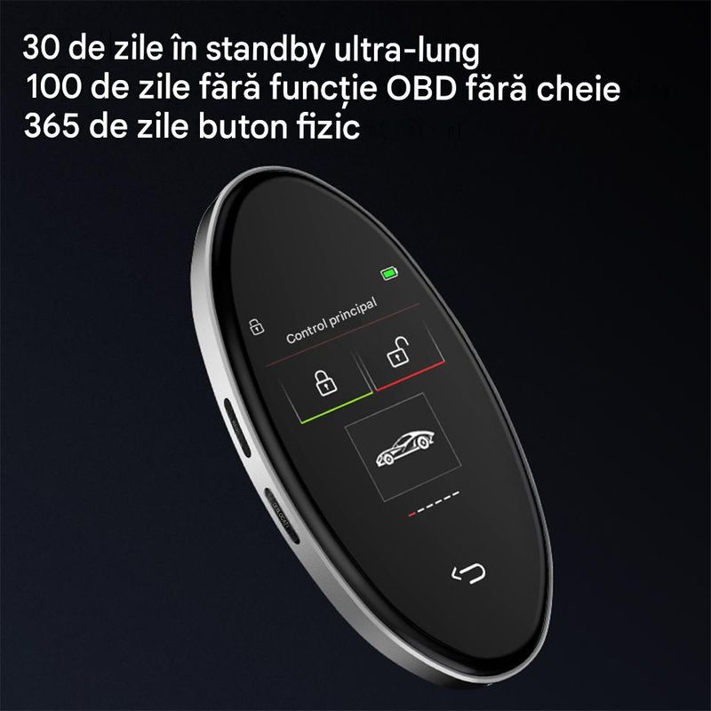 Auto si Moto - Electronice auto - Accesorii electronice auto - Cheie Auto Smart cu Display CerCip 818 Negru, Activare Keyless Entry, 4 butoane, LCD cu touchscreen, Smart Car Key - Infinity.ro
