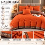 Casa si Gradina - Textile si covoare - Lenjerii de pat - Seturi de lenjerie - Lenjerie de pat premium cu broderie aurie, Bumbac, 6 piese, Culoare Portocaliu - Infinity.ro
