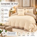 Casa si Gradina - Textile si covoare - Lenjerii de pat - Seturi de lenjerie - Lenjerie de pat premium cu broderie aurie, Bumbac, 6 piese, Culoare Crem - Infinity.ro