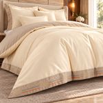 Casa si Gradina - Textile si covoare - Lenjerii de pat - Seturi de lenjerie - Lenjerie de pat premium cu broderie aurie, Bumbac, 6 piese, Culoare Crem - Infinity.ro