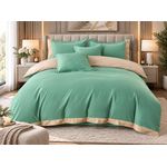 Casa si Gradina - Textile si covoare - Lenjerii de pat - Seturi de lenjerie - Lenjerie de pat premium cu broderie aurie, Bumbac, 6 piese, Culoare Verde menta - Infinity.ro