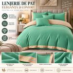 Casa si Gradina - Textile si covoare - Lenjerii de pat - Seturi de lenjerie - Lenjerie de pat premium cu broderie aurie, Bumbac, 6 piese, Culoare Verde menta - Infinity.ro