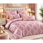Casa si Gradina - Textile si covoare - Lenjerii de pat - Seturi de lenjerie - Lenjerie de pat premium din catifea pentru pat dublu, 6 Piese, Model Elegant Roz Pudrat - Infinity.ro