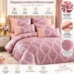 Casa si Gradina - Textile si covoare - Lenjerii de pat - Seturi de lenjerie - Lenjerie de pat premium din catifea pentru pat dublu, 6 Piese, Model Elegant Roz Pudrat - Infinity.ro