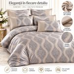 Casa si Gradina - Textile si covoare - Lenjerii de pat - Seturi de lenjerie - Lenjerie de pat premium din catifea pentru pat dublu, 6 Piese, Model Elegant Bej Perlat - Infinity.ro