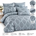 Casa si Gradina - Textile si covoare - Lenjerii de pat - Seturi de lenjerie - Lenjerie de pat premium din catifea pentru pat dublu, 6 Piese, Model Elegant Gri Argintiu - Infinity.ro
