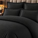 Casa si Gradina - Textile si covoare - Lenjerii de pat - Seturi de lenjerie - Lenjerie de pat Damasc Premium Uni, 6 piese, 2 persoane, Culoare Negru - Infinity.ro