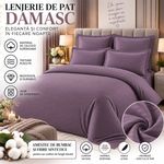 Casa si Gradina - Textile si covoare - Lenjerii de pat - Seturi de lenjerie - Lenjerie de pat Damasc Premium Uni, 6 piese, 2 persoane, Culoare Mov - Infinity.ro